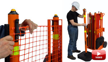 Portable Safety Zone Retractable Orange Fencing 100' ft. IRONguard PSZ-SLM