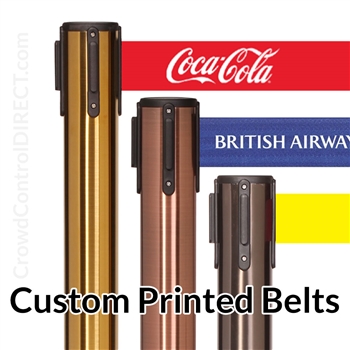 Premium - Rare Finish Belt Barrier with 11' ft CUSTOM Printed Belt - SPECIAL